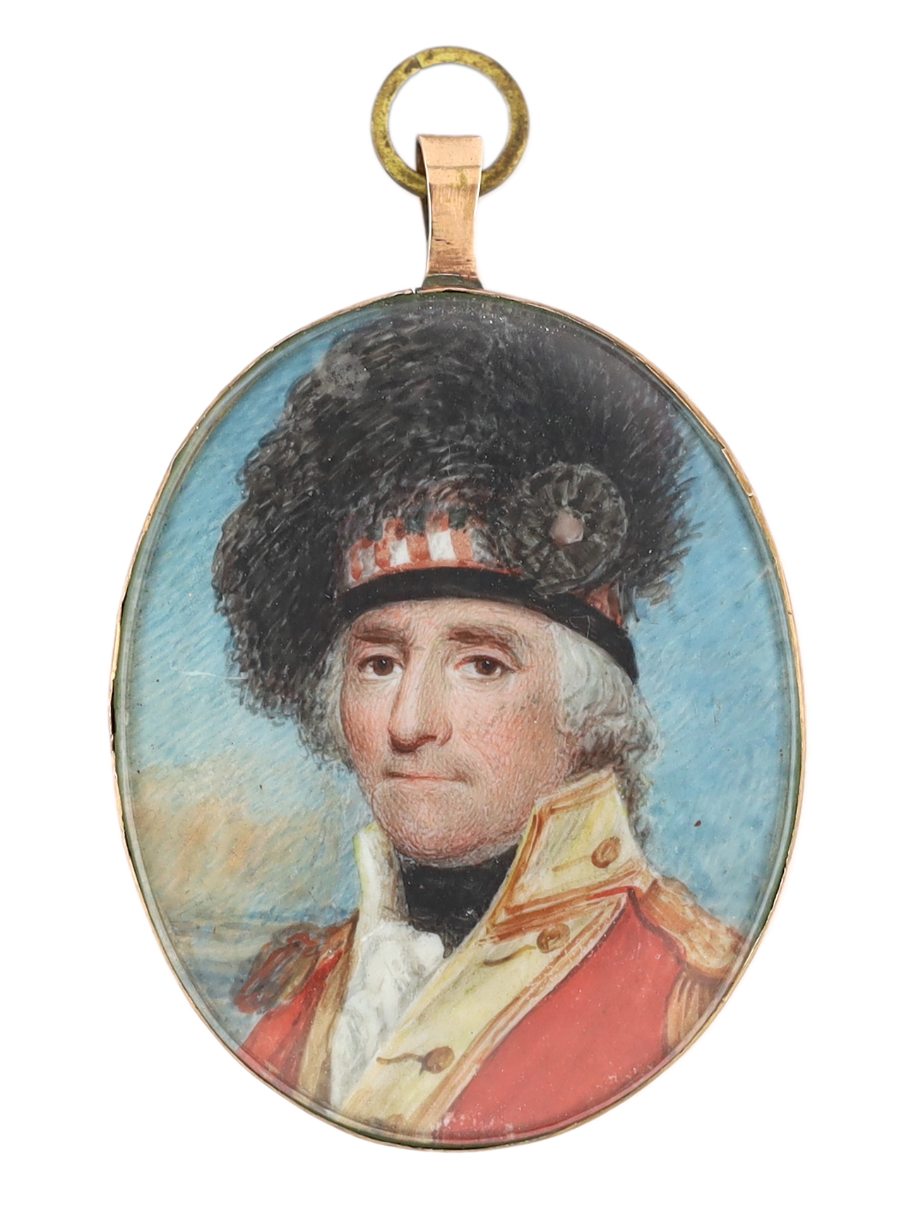 Scottish School circa 1815, Portrait miniature of an Officer of the Black Watch, watercolour on ivory, 6 x 4.8cm. CITES Submission reference RE4J8YLF